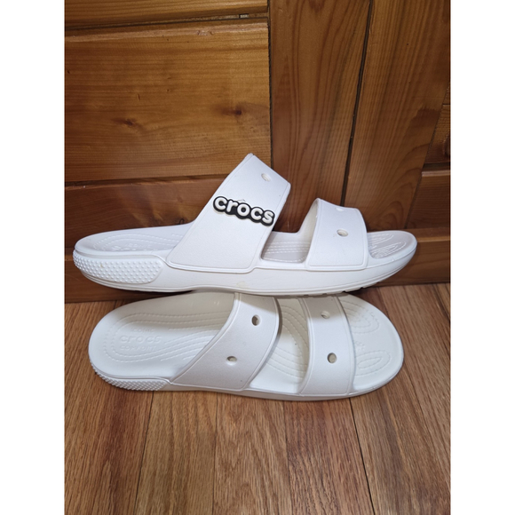 Crocs Unisex White Slides Size Mens7 Women's 9 Slip On Sandals - Picture 2 of 4